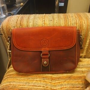 Candie's Rich Brown Leather Messenger Bag